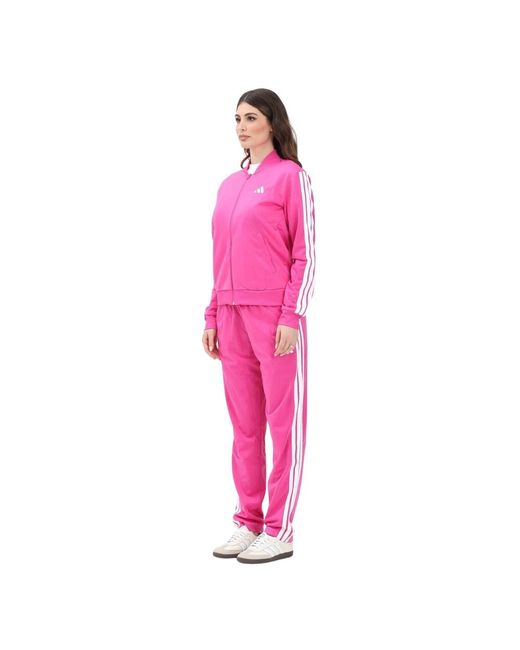 Adidas Pink Sporty Essentials 3-Stripes Fuchsia Jumpsuit