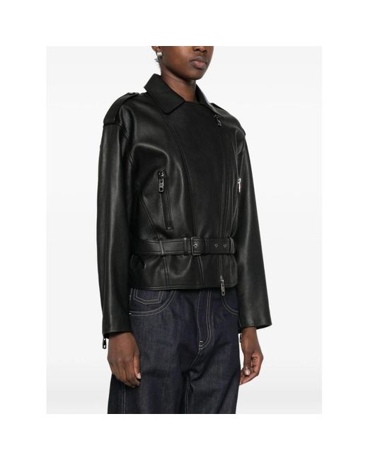 Emporio Armani Black Leather Jackets