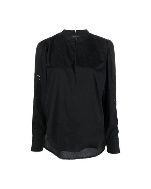 Rag & Bone Overhemden ,Zwart ,Katoen Zwarte Katoenen Casual Blouse in het Black