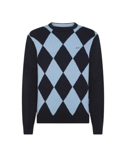 Sun 68 Blue Round-Neck Knitwear for men