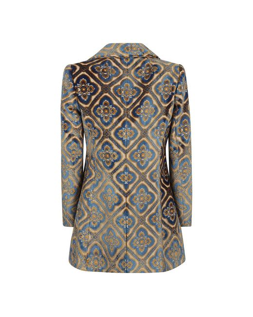 Etro Blue Double-Breasted Coats