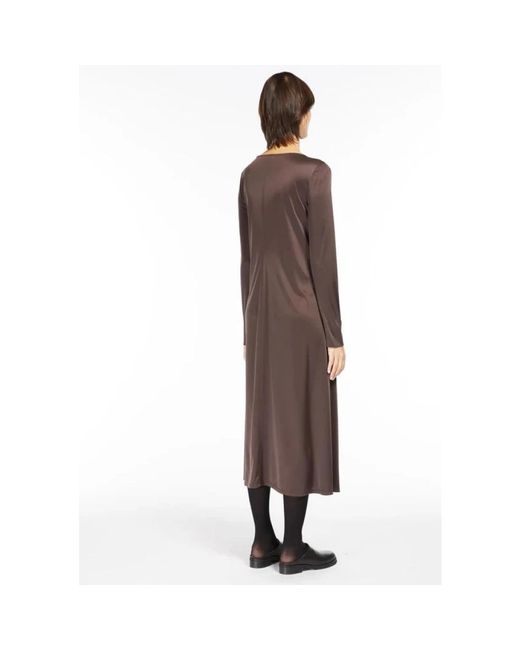 Max Mara Kleedjes ,Bruin ,Leer Midi Damesjurk in het Brown