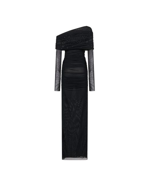 Amen Kleedjes ,Zwart ,Zwarte Gedrapeerde Strass Jurk in het Black
