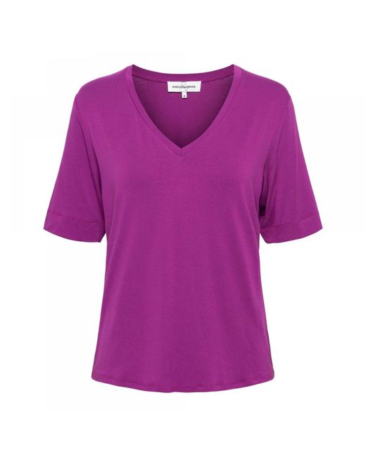 &Co Woman Purple V-ausschnitt jersey top mit kurzen ärmeln,v-ausschnitt jersey top kobaltblau,v-ausschnitt jersey top marineblau &co