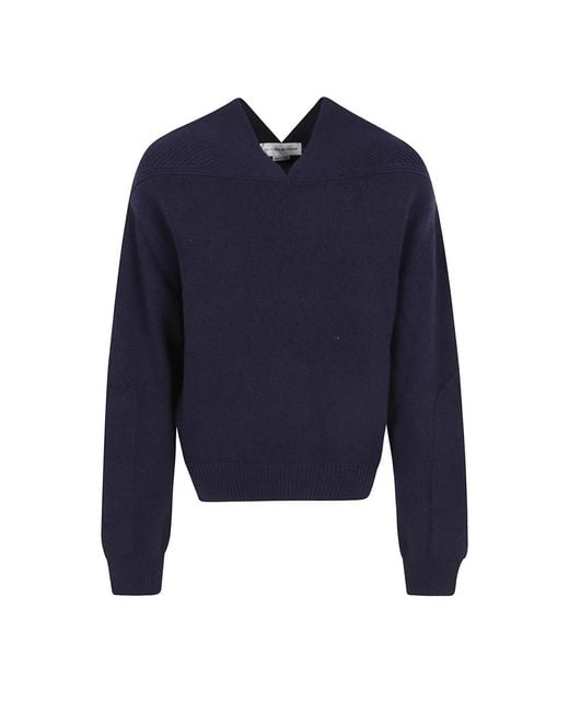 Victoria Beckham Blue V-Neck Knitwear