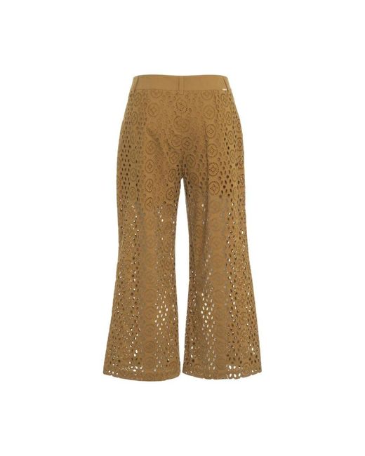 Liu Jo Natural Braune Cropped Hose Mit Stickerei