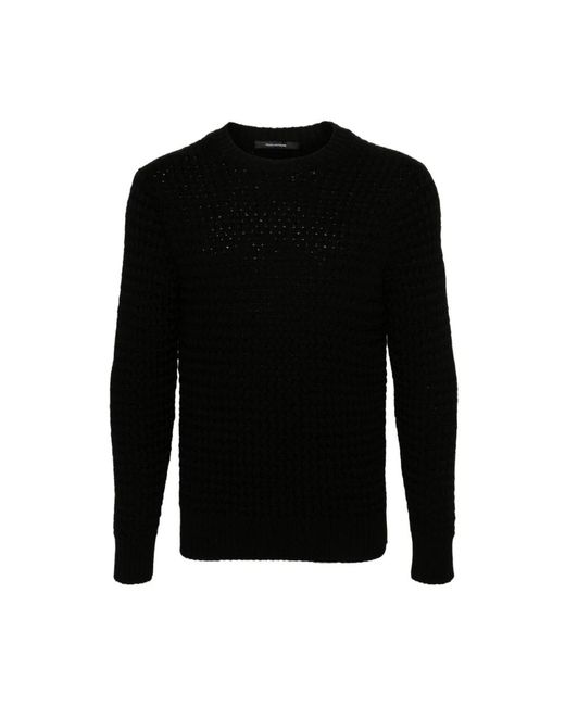 Chunky knit crew neck sweater di Tagliatore in Black da Uomo