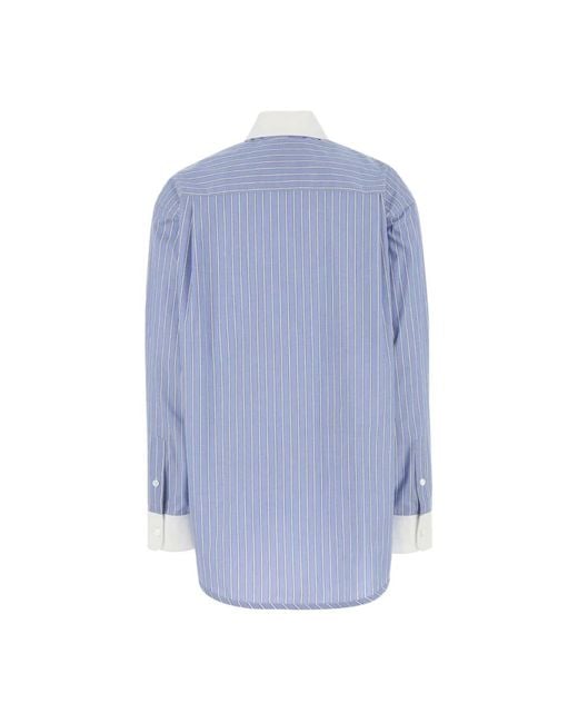 Marni Blauw Gestreept Oversized Shirt Met Handgemaakt Borduurwerk in het Blue