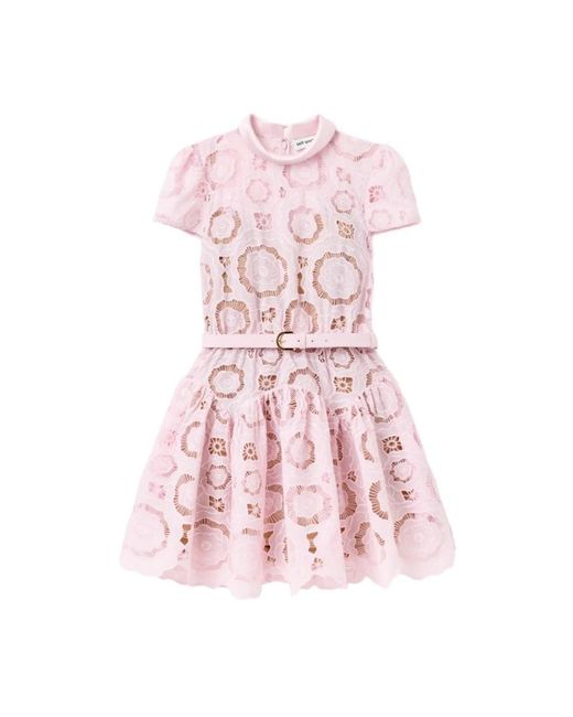 Self-Portrait Kleedjes ,Roze ,Polyester Floral Lace Mini Dress in het Pink