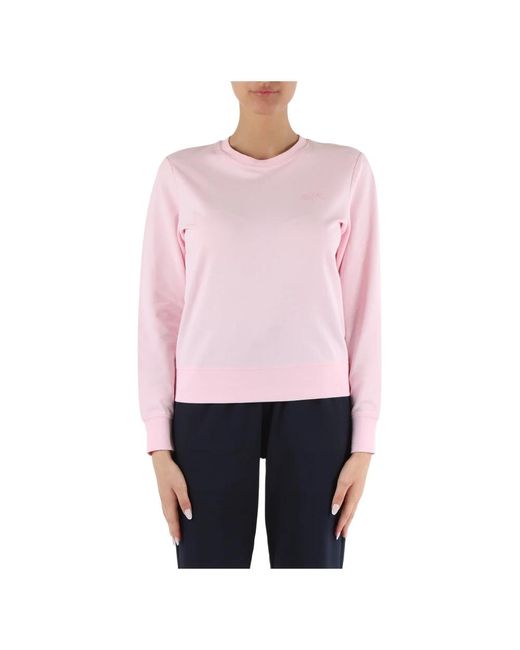 Sun 68 Pink Baumwoll-piqué-sweatshirt mit strass-logo