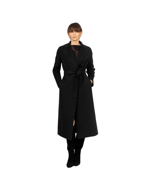 Max Mara Jassen ,Zwart ,Wol Poldo Wrap Coat in het Black