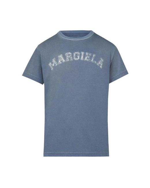 Maison Margiela Blue Logo Cotton Jersey T-shirt