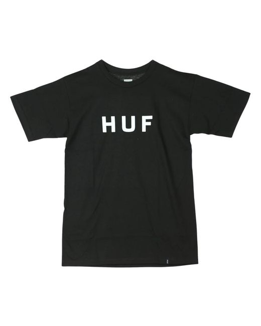 Huf Tops ,Zwart ,Zwart/Wit Logo T-Shirt in het Black voor heren