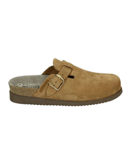 Mephisto Brown Wildleder Cognac Pantolette Sandale