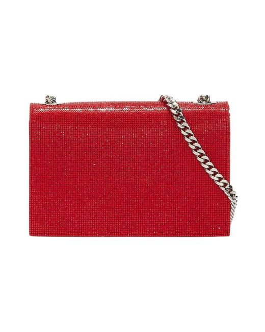 John Richmond Red Glitzernde Clutch Mit Ketten-Schulterriemen