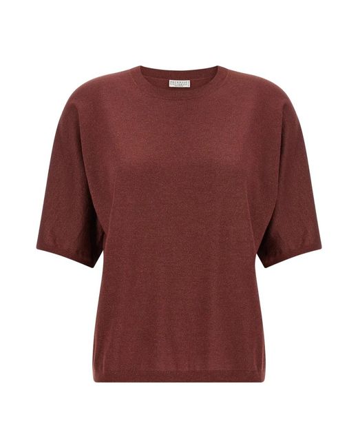 Brunello Cucinelli Purple Leichter Pullover Aus Kaschmir Und Seide