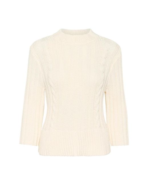 Round-Neck Knitwear Soaked In Luxury de color White