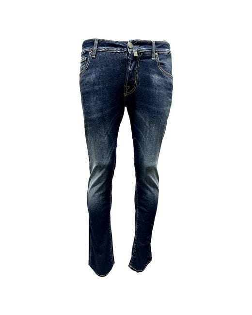 Jacob Cohen Türkis label slim dunkel gewaschene jeans in Blue für Herren