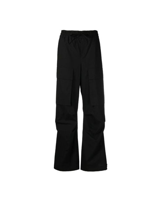 Pantaloni in cotone neri con dettagli arricciati e pieghe di P.A.R.O.S.H. in Black