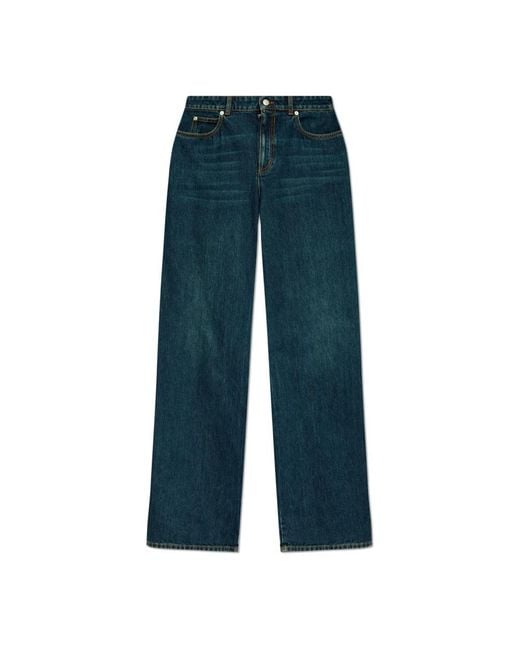 McQueen Jeans ,Blauw ,Denim Wijde Jeans in het Blue