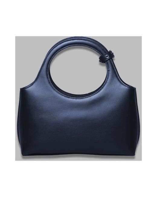 Courreges Black Schwarze Leder Umhängetasche