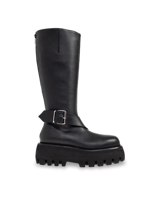 Alexander McQueen Black Leder Plateauschuhe Sofa