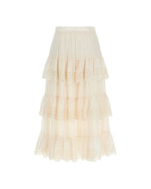 Midi Skirts Zimmermann de color Natural