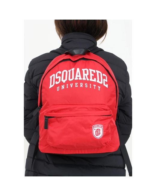 DSquared² Tassen ,Rood ,Polyester Rode Rugzak Met Logo Print in het Red