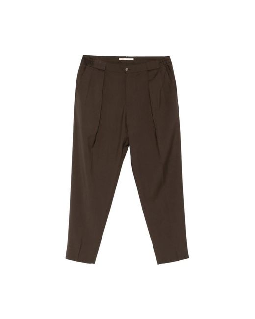 BRIGLIA Brown Cropped Trousers for men