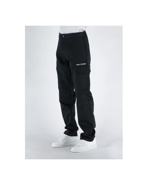 Daily Paper Black Straight Trousers for men