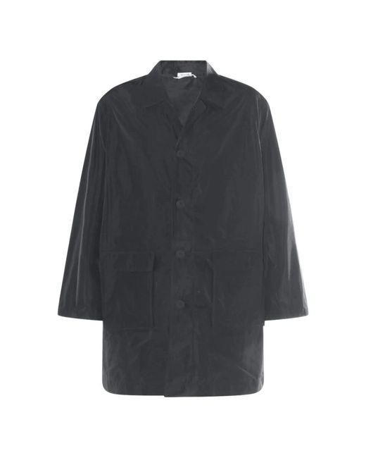Thom Browne Jassen ,Grijs ,Logo-Print Enkelrijige Jas in het Black