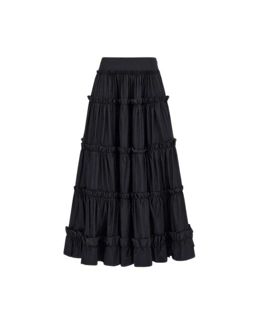 Roberto Cavalli Black Gerüschter Schwarzer Maxirock