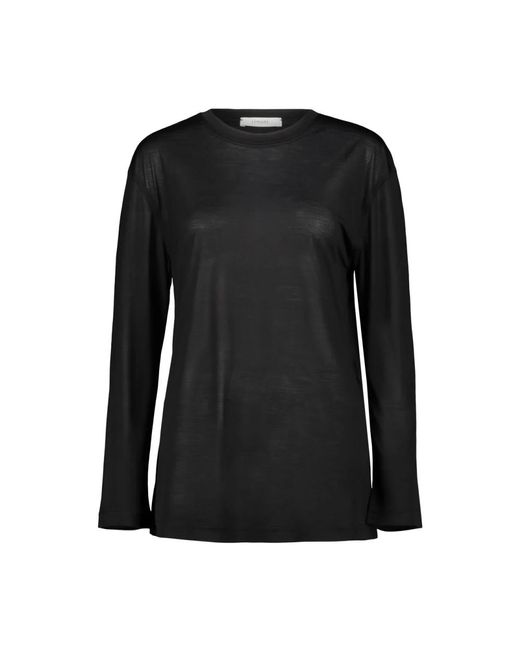 Camiseta negra de manga larga suave Lemaire de color Black