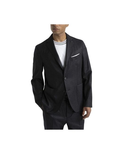Peserico Reine neue wolle flanell einreiher blazer in Black für Herren