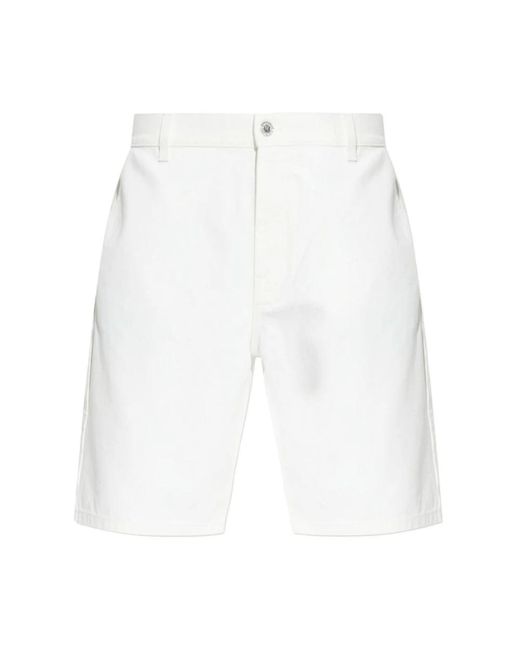 Balmain Logo-Patch Denim Shorts in het White voor heren