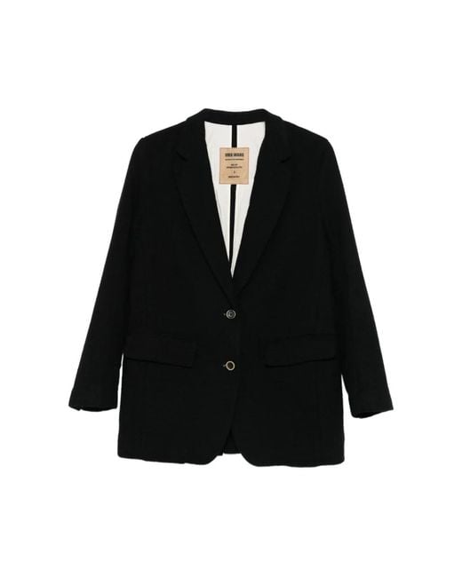 Uma Wang Black Schwarze Jacke Mit Revers Und Langen Ärmeln