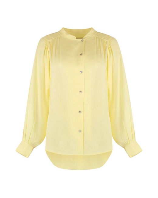 Yves Salomon Yellow Rounded hem crêpe blouse