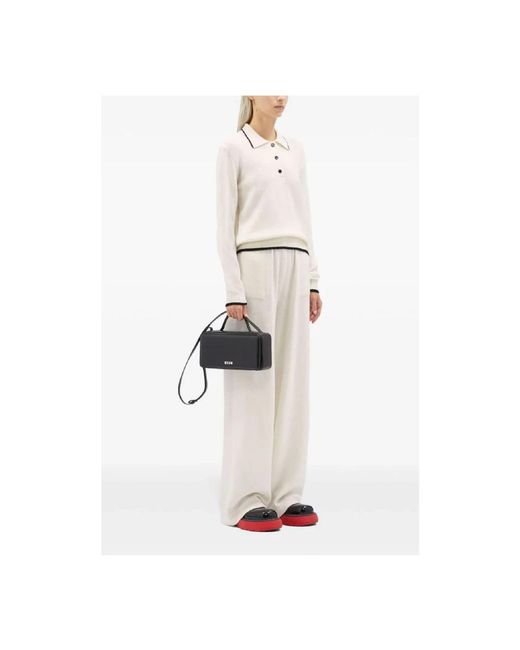 MSGM White Wide Trousers