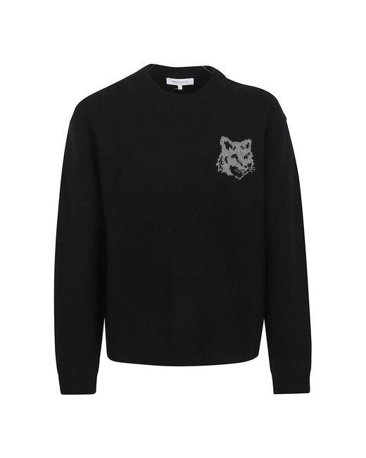 Maison Kitsuné Black Round-Neck Knitwear for men