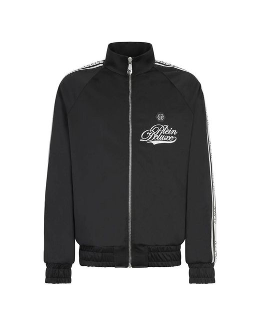 Philipp Plein Hoodies & Sweatvesten ,Zwart ,Tracksuit Jacket Deluxe Signature in het Black voor heren
