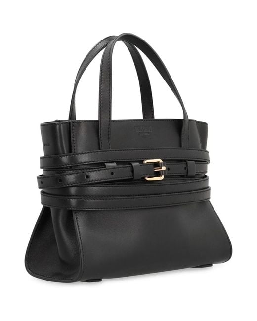 Moschino Black Kleine Lederhandtasche Mit Reißverschluss