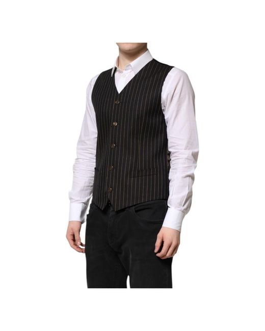 Dolce & Gabbana Black Waistcoats for men