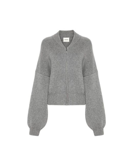 Khaite Gray Gerippter cashmere cardigan