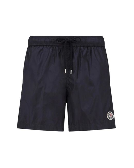 Moncler Badmode ,Zwart ,Logo Patch Drawstring Zwemshorts in het Blue voor heren