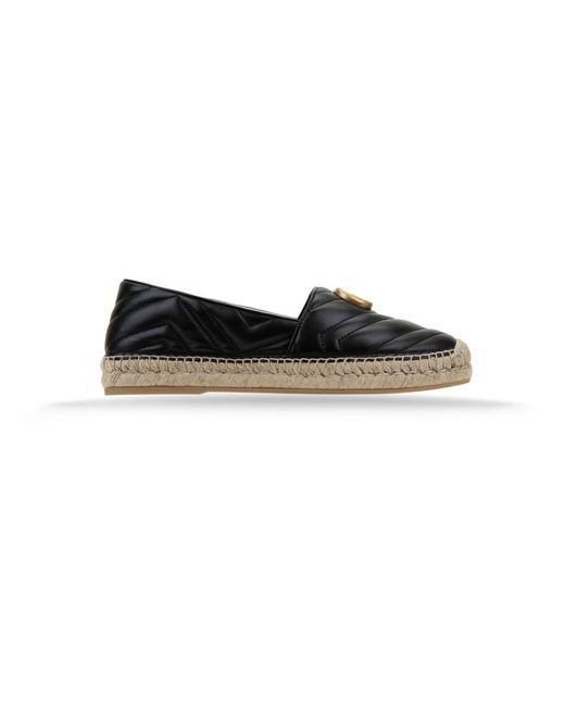 Gucci Schoenen ,Zwart ,Leer Slip-On Espadrilles Met Merkinitialen in het Black