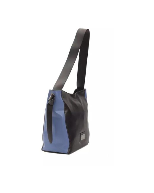 Pompei Donatella Black Stilvolle Lederschultertasche Mit Logo-Print-Futter