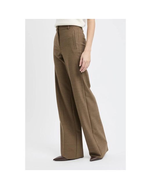 Marella Rechte Broek Van Wolmix in het Natural