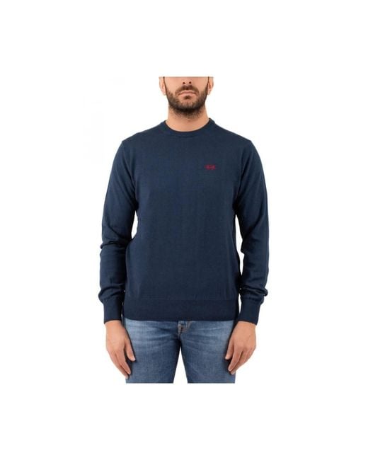 La Martina Blue Round-Neck Knitwear for men
