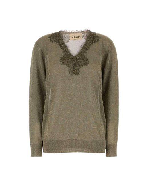 Valentino Garavani Green V-Neck Knitwear
