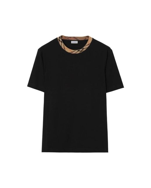 Burberry Check Trim Katoenen T-Shirt in het Black voor heren
